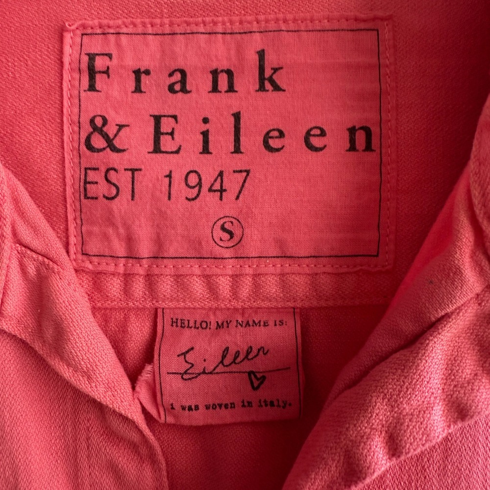 Frank & Eileen Eileen USA Made Distressed Bright Pink Cotton Button Down Shirt S - Picture 3 of 7
